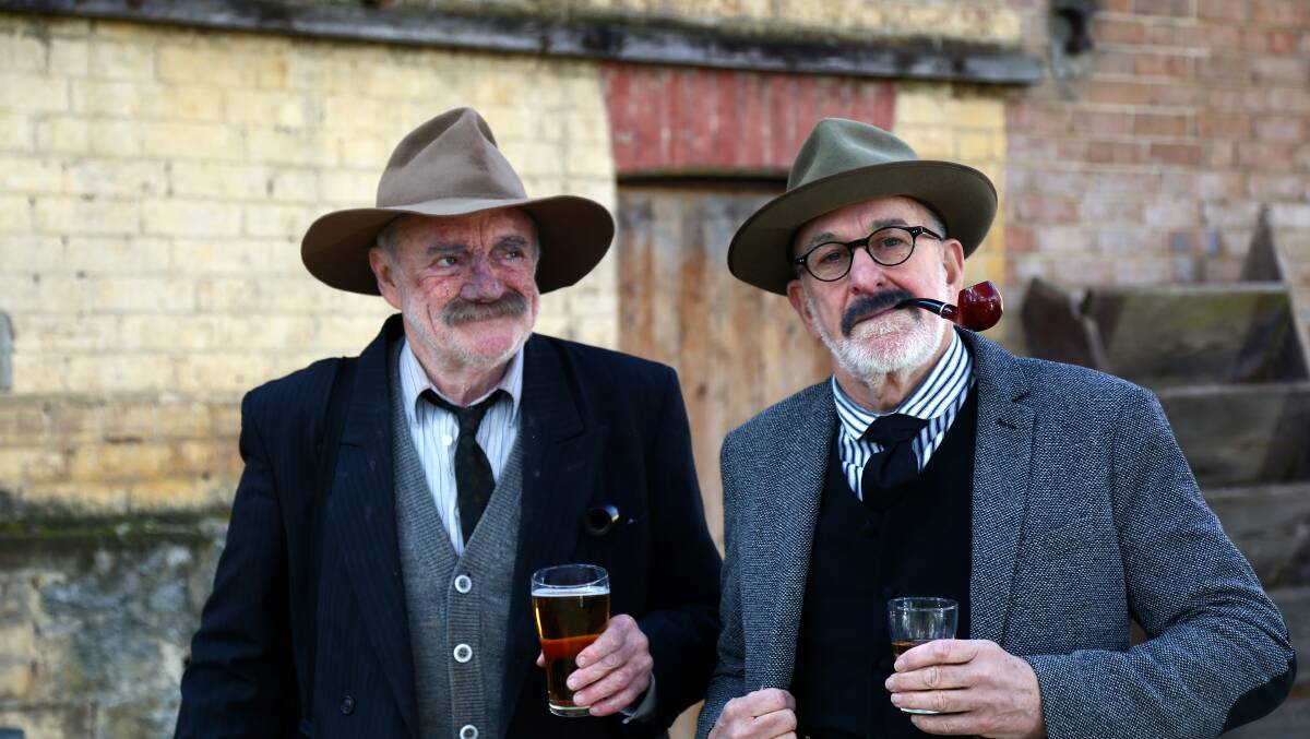 It's Henry to the Max: Max Cullen (left) as Henry Lawson and Warren Fahey as Banjo Paterson in Dead Men Talking. Picture: Phil Blatch