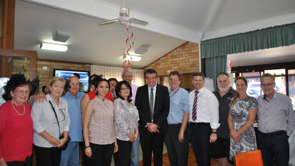 Focus on seniors: NSW Minister for Disability Services and Minister for Multiculturalism Ray Williams and Oatley MP Mark Coure (centre) on a recent visit to the Oatley Seniors Citizens Centre.
