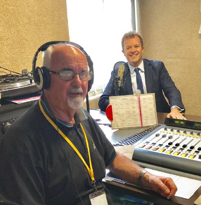 Signing off: 2SSR 99.7 FM presenter Bob Birkhead with Cronulla MP Mark Speakman, one of the many politicians he has interviewed during the past seven years.