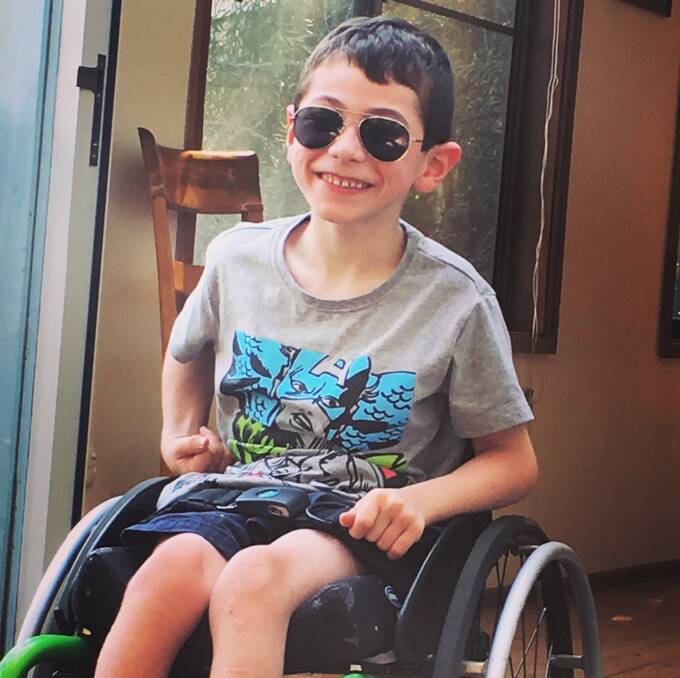 Ready for new adventures: Cale, who turns nine-years-old this week, has cerebral palsy.