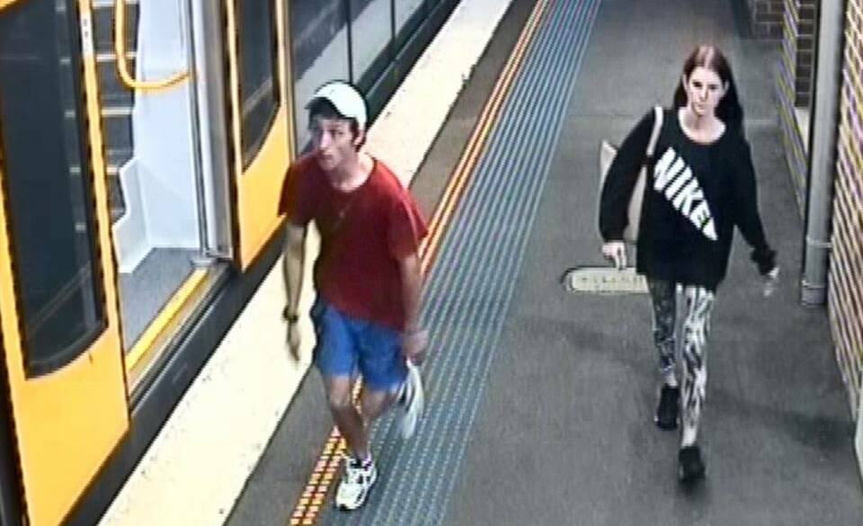 Police have released an image of two people following an assault on a train travelling to Sydney’s south on Australia Day.