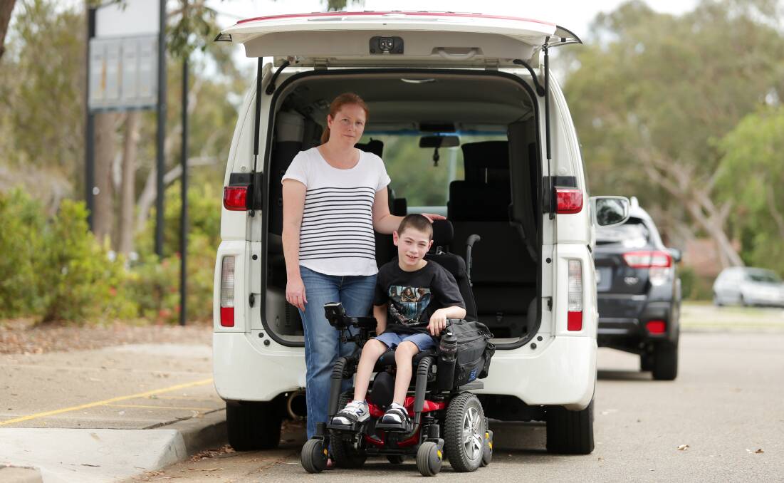 Cale Jenkins with his mum, Janine. They need to upgrade the family van. "It will allow him to be as independent as he wants to be,” Janine said. Picture: Chris Lane