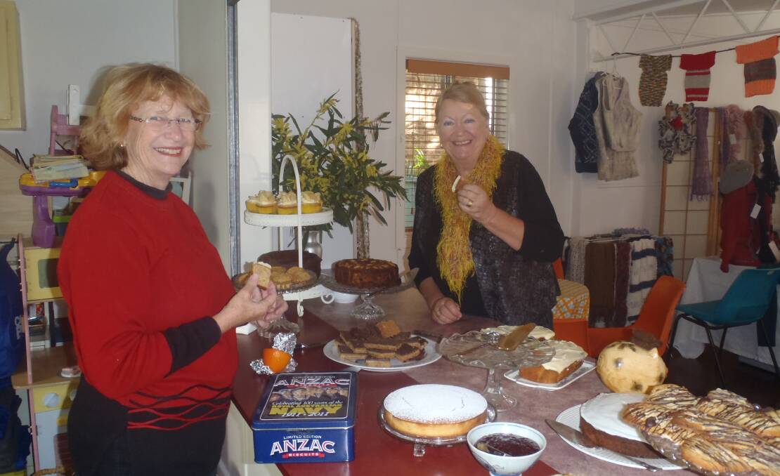 A cuppa and a yarn: Mainabar Winter Warmers Festival organisers Lorrie Donaldson (left) and Shirley-Anne Pengly.