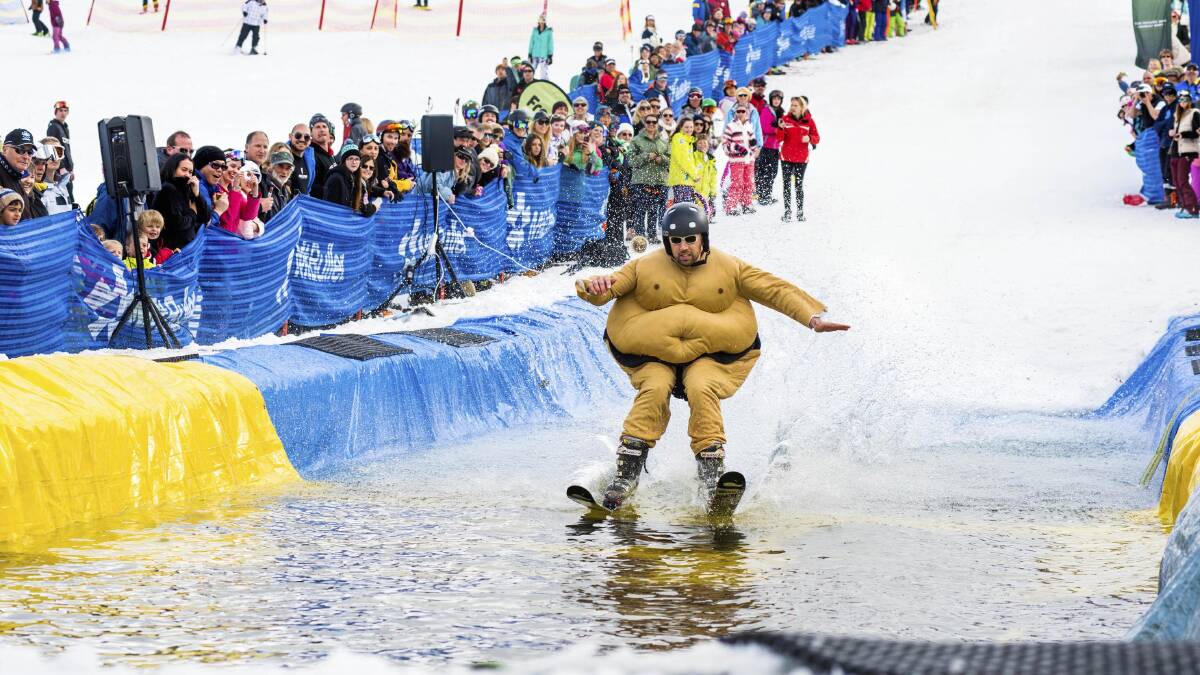 Mt Buller … things go a little crazy for the Pond Skim. 