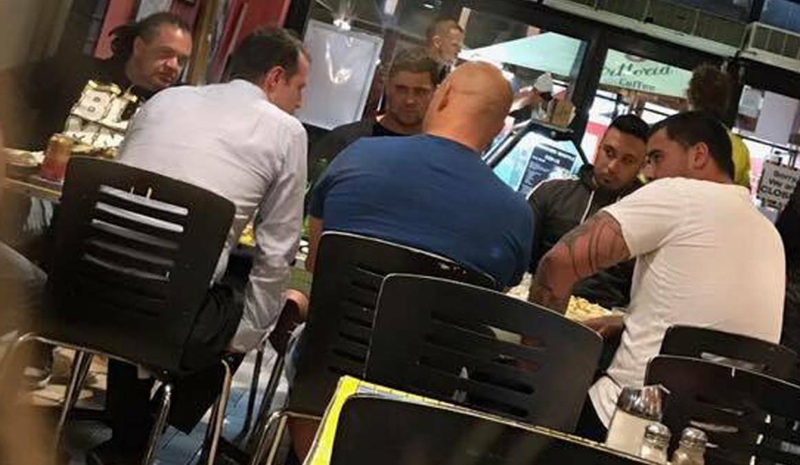 TABLE TALK: Knights football manager Darren Mooney and coach Nathan Brown had dinner with Andrew and David Fifita and their management in a Newcastle cafe on Monday night.