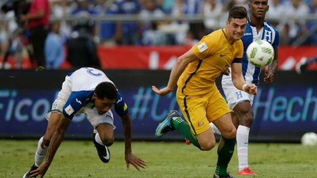Golden chance: Tom Juric missed a huge opportunity to put Australia ahead in Honduras. Photo: AP