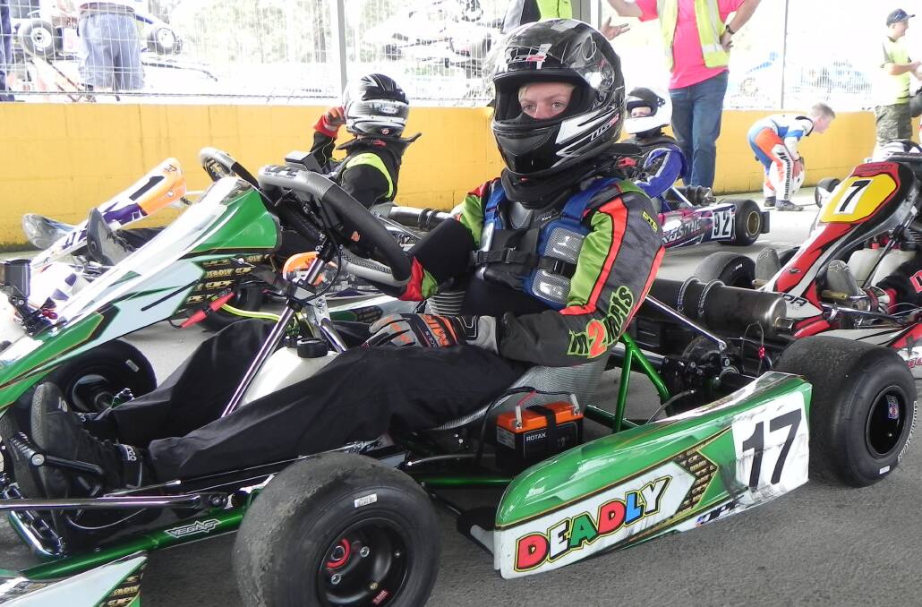 Ready to race: Cronulla High School year 9 student Lachlan Ward competing in his go-kart. The 14-year-old wants to become a professional driver. Picture: Supplied