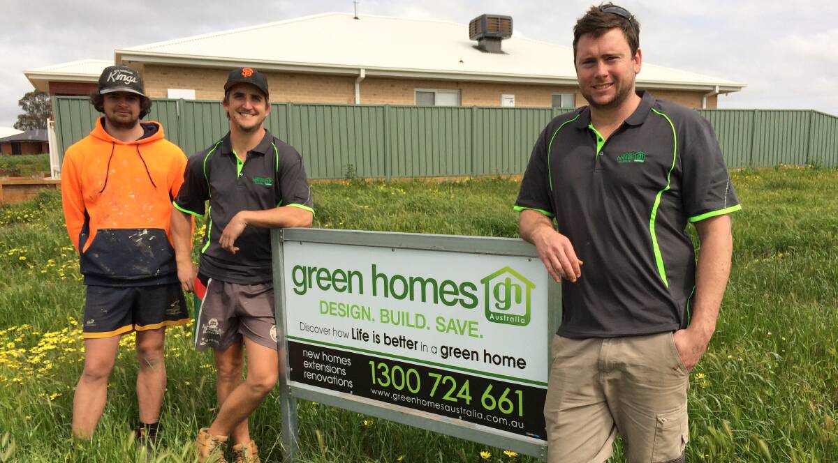 Green Homes Australia Wagga Wagga owner Daniel Davey (right) with building staff (from left) Clinton Nix and Sam Turner at the site for their first display home.