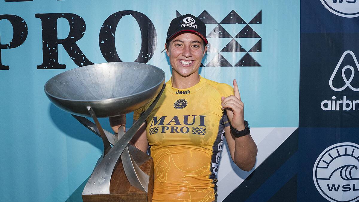 Aussie Tyler Wright  earned back-to-back World Titles at the final stop on the 2017 WSL Championship Tour, the Maui Women's Pro. 
Picture  WSL / Cestari