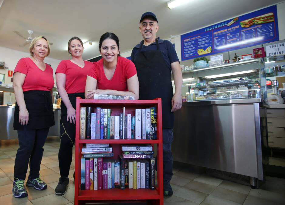 Tasty :Owners Pennie and Joe with staff members Anne and Serpil ready to serve customers mouths and minds.Picture John Veage