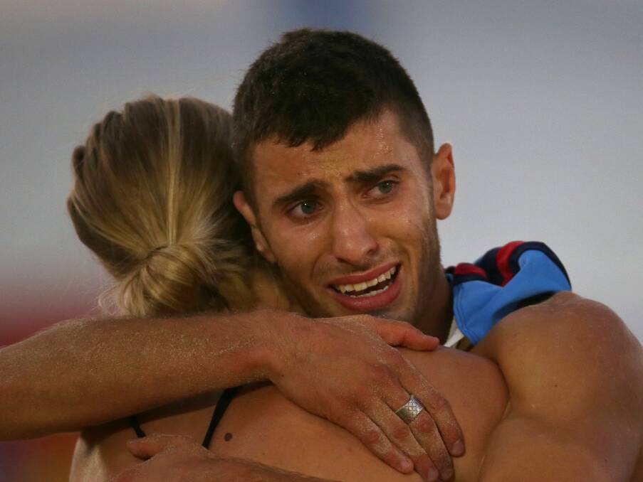 Ali's dream: After five years of serious effort Wanda runner Ali Najem finally won the men's open 2km beach sprint title at the 2016 Aussies. Picture: John Veage