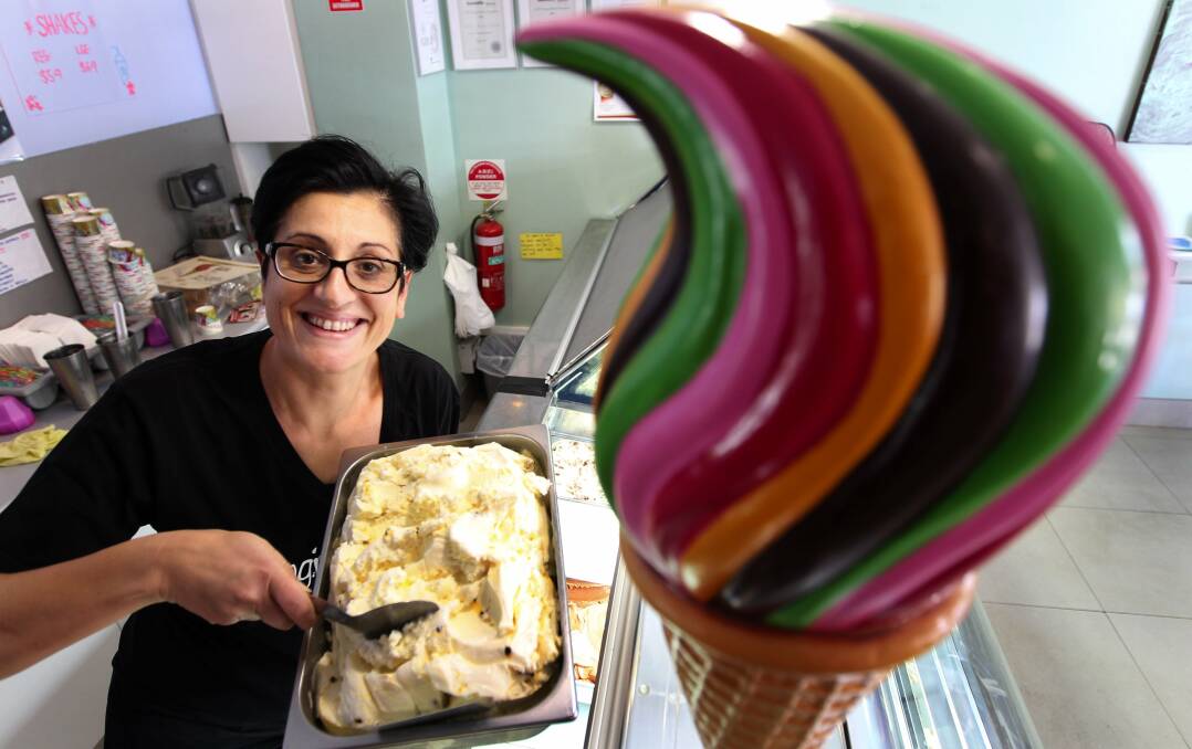 Sweet treats:  Diana Kontoprias and her Frangipani gelato bar has been in business in Cronulla for 15 years. Picture: John Veage