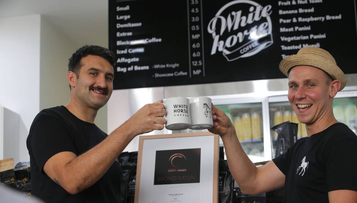  Founders:  Matt and Dom celebrate with a brew at White Horse Cafe in Sutherland.Picture John Veage