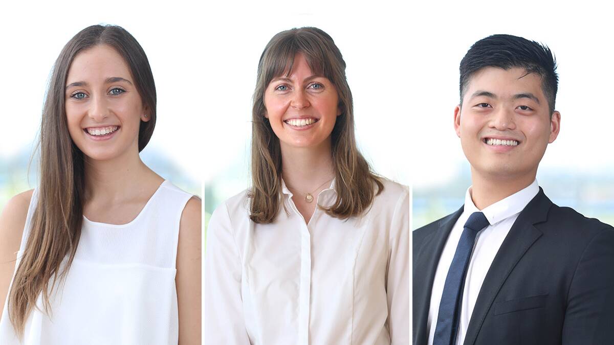 Sydney Water: Graduate trio Jacqueline Xidis, Alexandra Northam and Kevin Lee have secured  places on the 2018 Sydney Water Graduate Program.