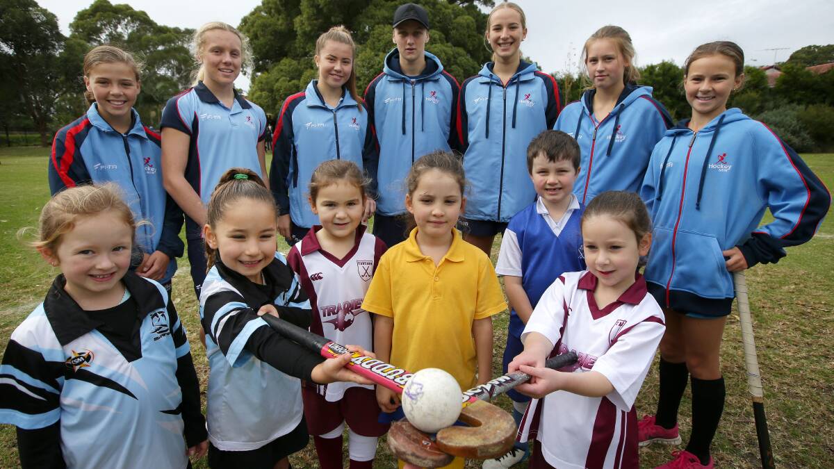 Local juniors who have made the NSW state teams helped out with the new u7-u9 juniors at "Bring a friend day".Picture John Veage