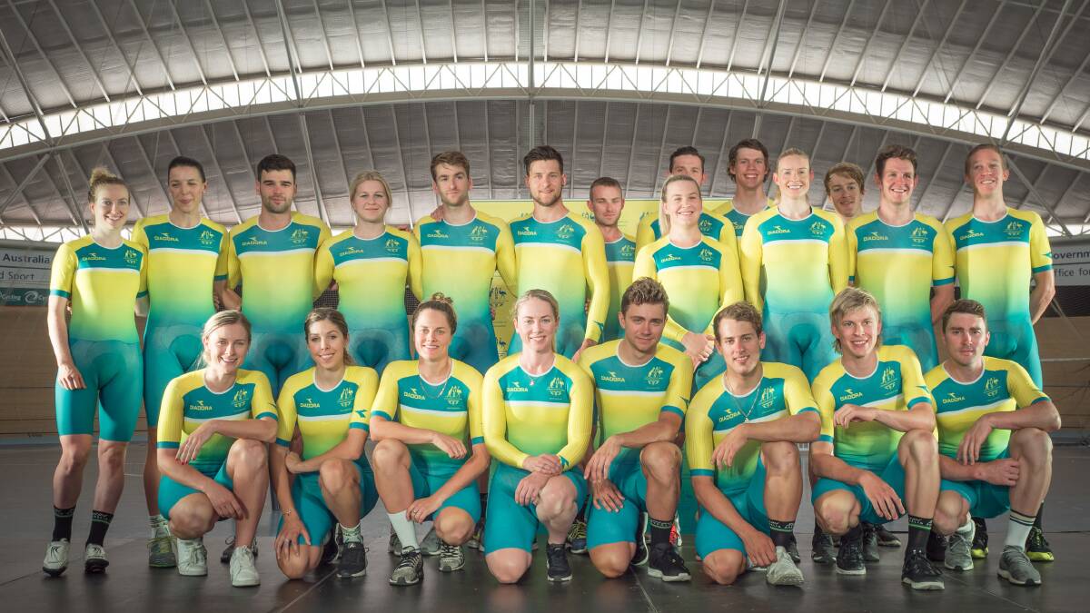 National team: The Australian Track Cycling team in Adelaide yesterday.