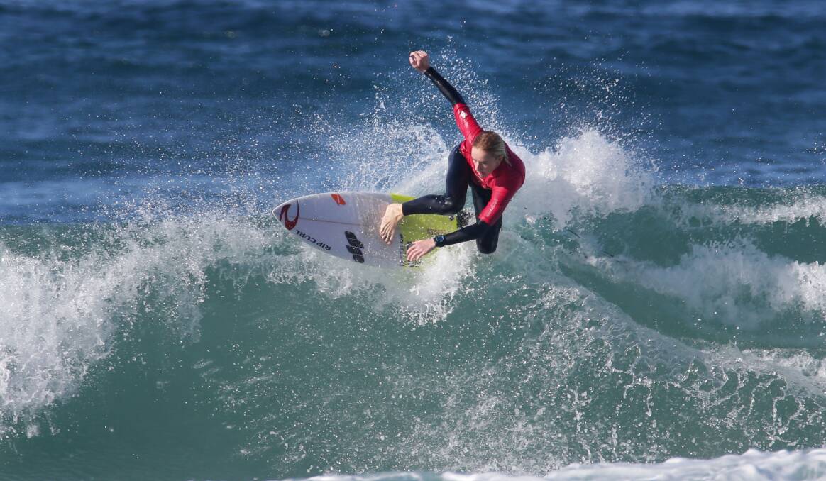 State champ: Cronulla Sharks Boardriders NSW under-16s champion Jay Brown surfs in the club contest won by Ricky Marshall at the North Cronulla Alley last week. Picture: John Veage