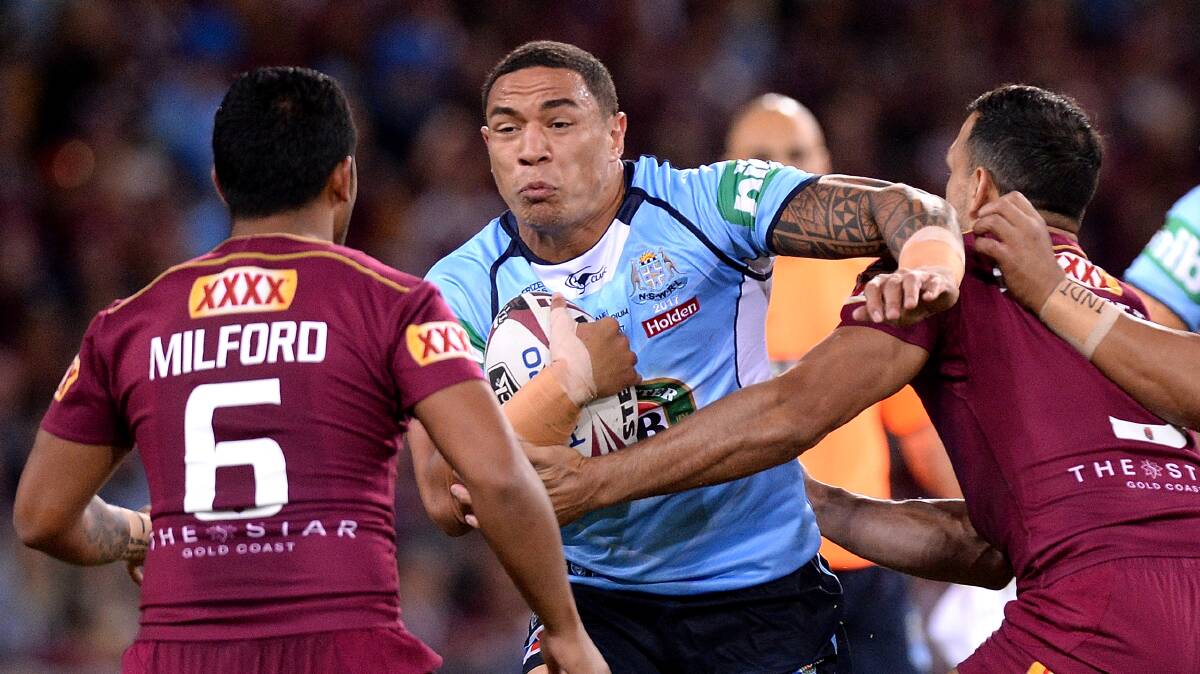 Out of my way: St George Illawarra forward Tyson Frizell has been impressive at State of Origin level for NSW. Picture: Bradley Kanaris/Getty Images