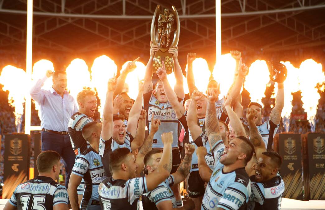 We are the champions: NRL premiers Cronulla will head to the UK as part of their pre-season to play in the World Club Series in February. Picture: John Veage