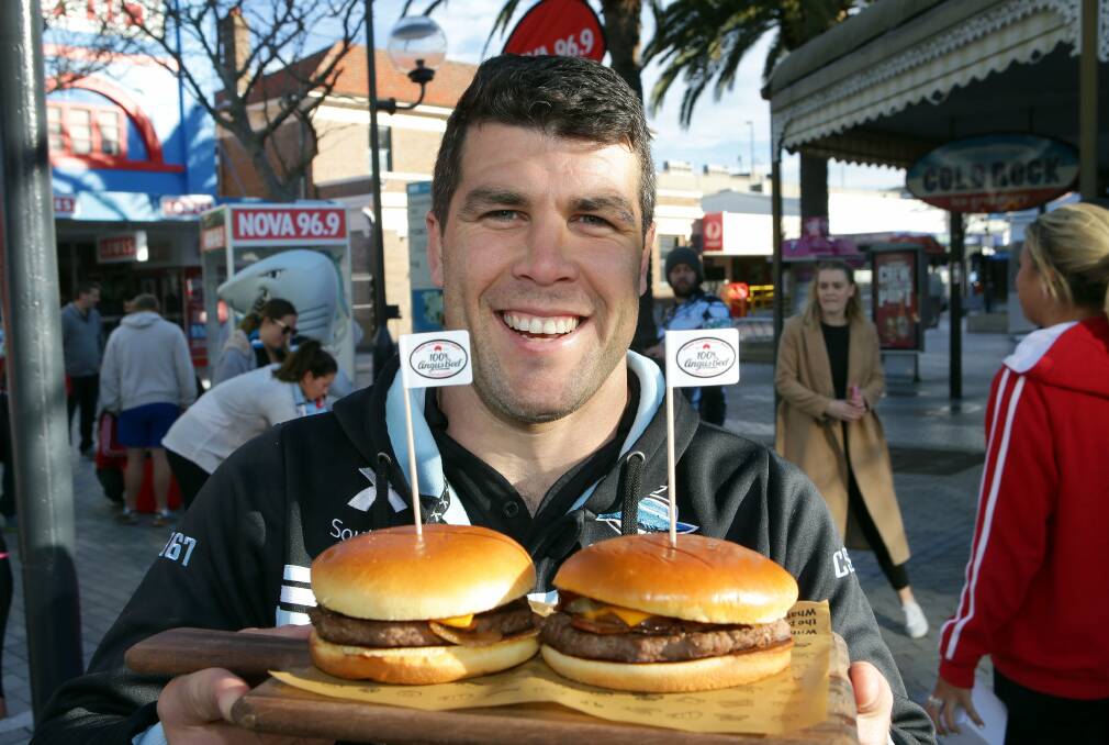 A McEnnis?: Sharks hooker Michael Ennis during a promotion at Cronulla Mall this week. Picture: John Veage