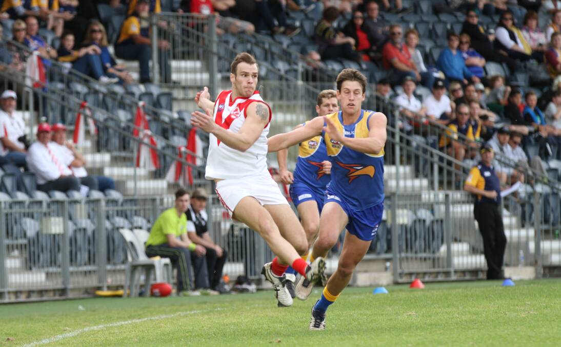 Final hurdle: St George's Karl Merson kicked one goal in their grand final defeat on Saturday. The Dragons went down by 41 points to the East Coast Eagles at Blacktown. Picture: Kerry Wynn