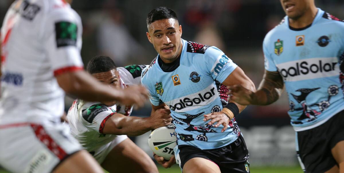 Star: Valentine Holmes was strong at fullback for Cronulla. Picture: John Veage
