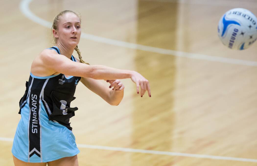 Winners: Sutherland Stingrays opens player Maddie Hay in action. The Stingrays have won their first two games in the Netball NSW Premier League. Picture: Murray Wilkinson