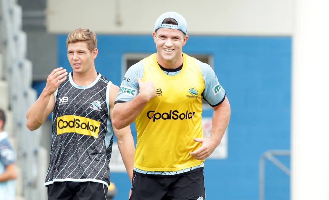 That's my team: Cronulla halfback Chad Townsend training at Shark Park. Picture: Chris  Lane