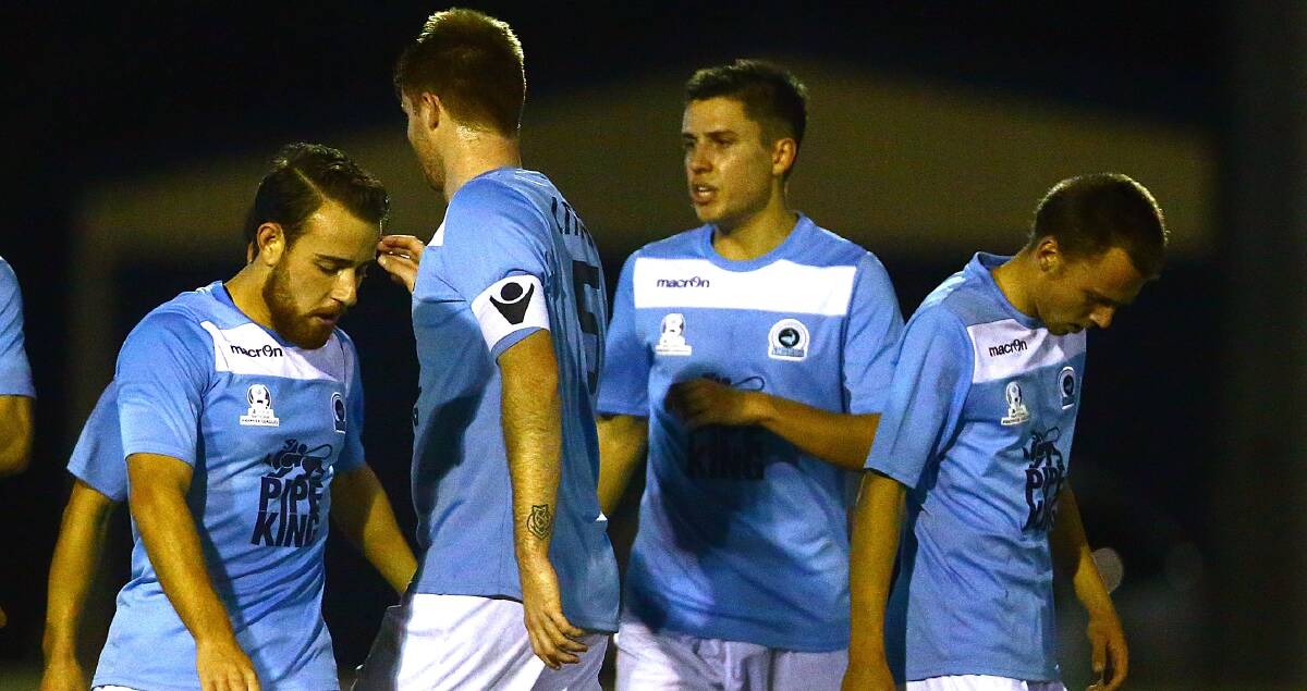 Defeat: The Sharks fell 2-1 to Sydney Olympic. Picture: Football NSW
