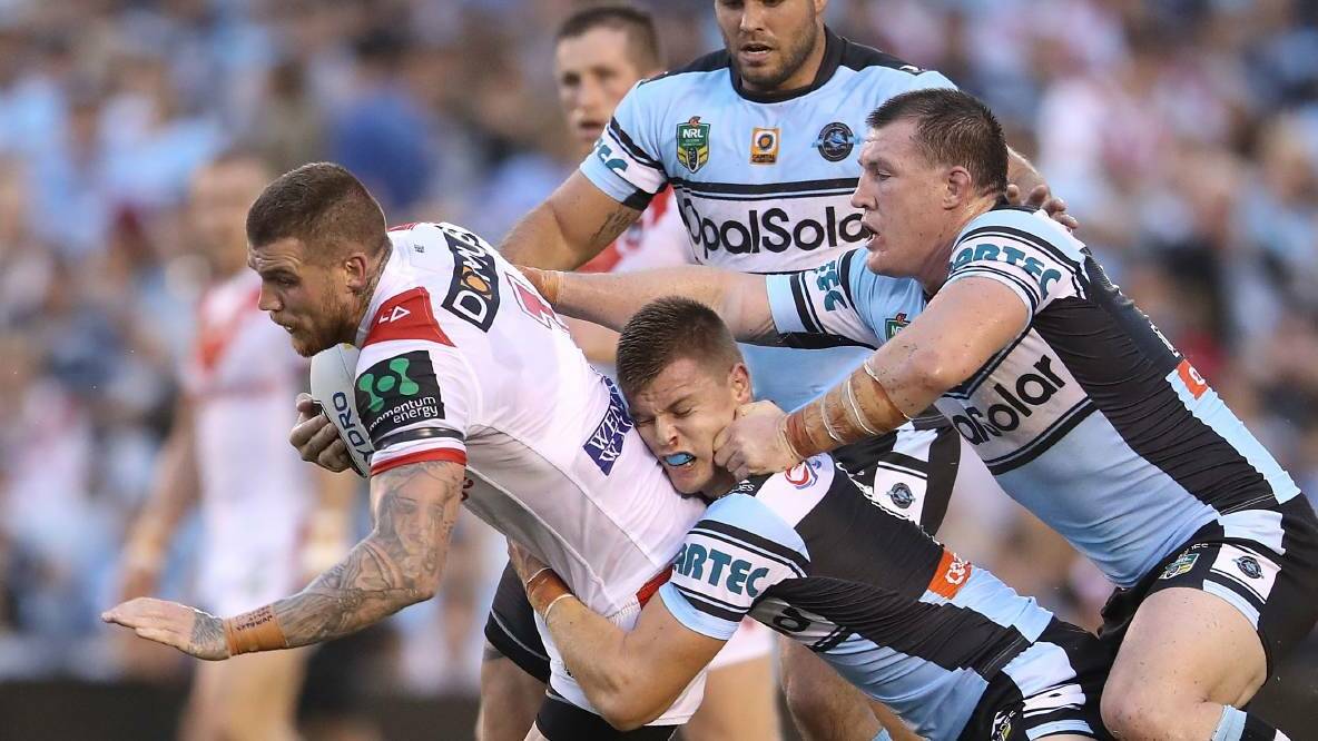 On his way?: Dragons fullback Josh Dugan could be wearing the black, white and blue next season. Picture: Getty Images