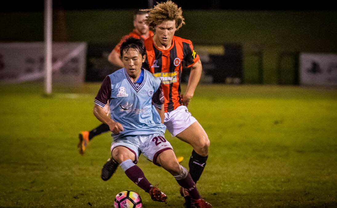 Tough night: Rockdale City lost 2-0 to APIA Leichhardt on Sunday. Picture: Football NSW/George Loupis