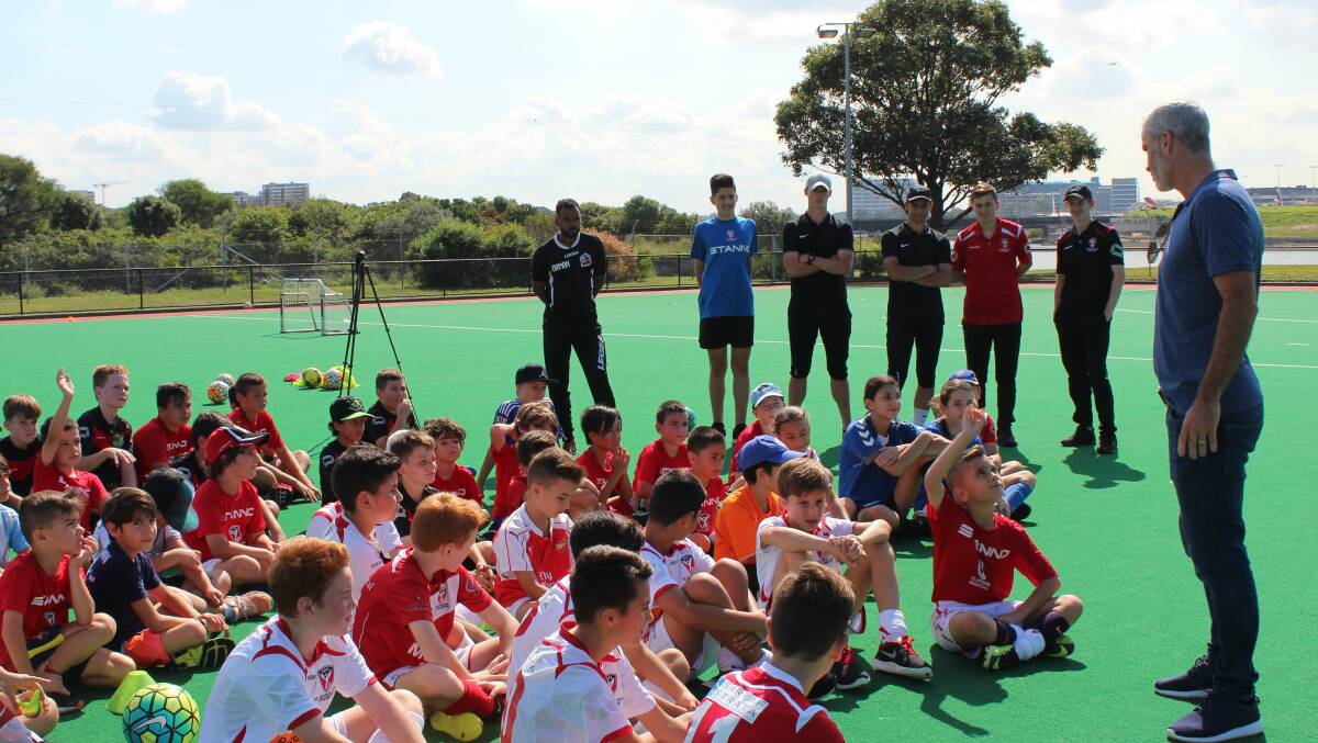 Dropping in: Southern Expansion head of football Craig Foster joined players at the St George Football Association's school holiday coaching clinics last week. Picture: Supplied