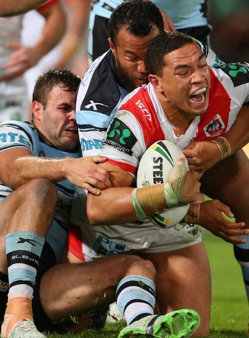 Final effort: The Dragons will place their last game of the season against the Knights at Kogarah, while the Sharks will play for the minor premiership in Melbourne against the Storm. Picture: Getty Images