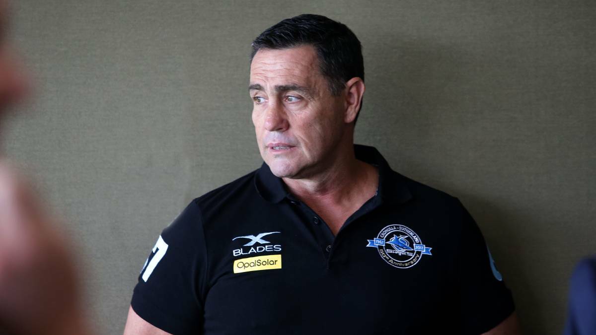 Sanctioned: Cronulla have been fined $30,000 after coach Shane Flanagan's post-match press conference after the Sharks' loss to North Queensland in week one of the finals. Picture: John Veage 