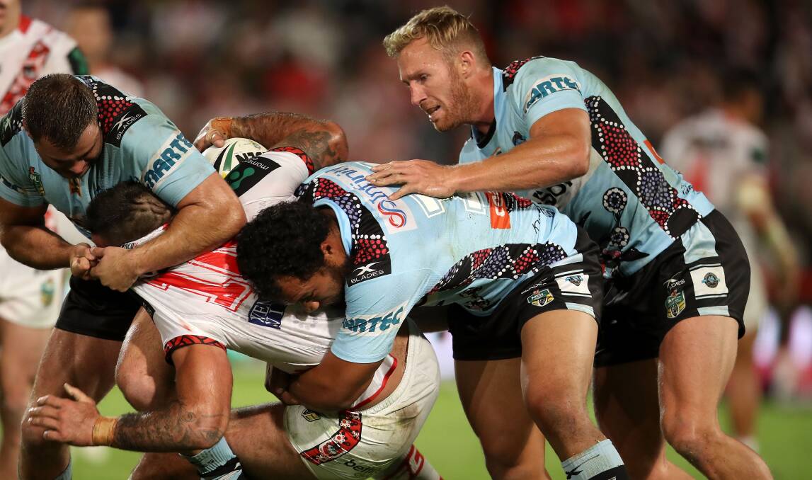 Out: Sharks prop Matt Prior was suspended for a shoulder charge on Joel Thompson. Picture: Mark Kolbe/Getty Images