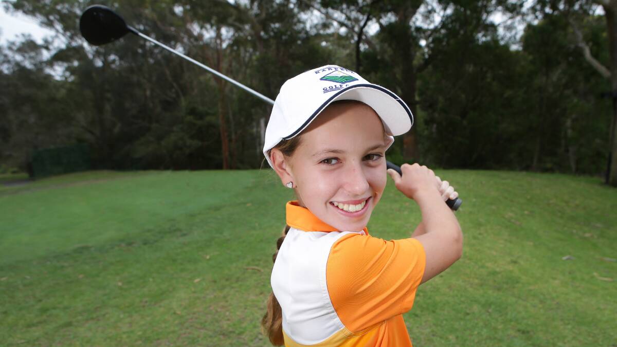 In the swing: Cronulla Golf Club's Charlotte Perkins was named the Jack Newton Junior Golf junior girl rookie of the year. Picture: John Veage