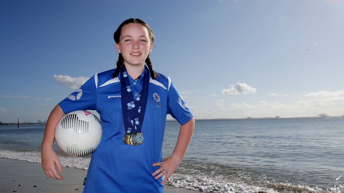 Unbeatable: Lugarno futsal player Abbey Fletcher starred for Sydney Futsal Club this season. The 13-year-old was named goalkeeper of the year. Picture: Chris Lane