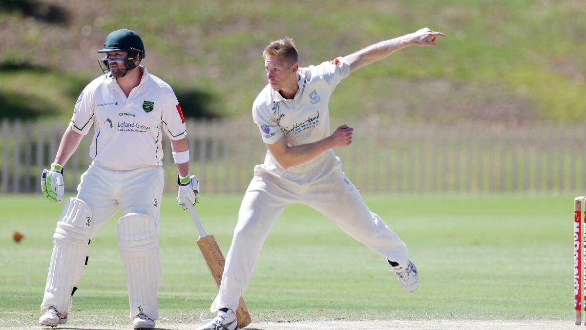 Star: Tom Pinson took five wickets as Sutherland scraped into the NSW Premier Cricket first grade semi-finals. Picture: John Veage