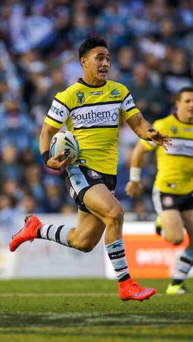 He's back: Cronulla winger Valentine Holmes is available for selection for Sunday's trial after missing the Auckland Nines through a club suspension. Picture: John Veage
