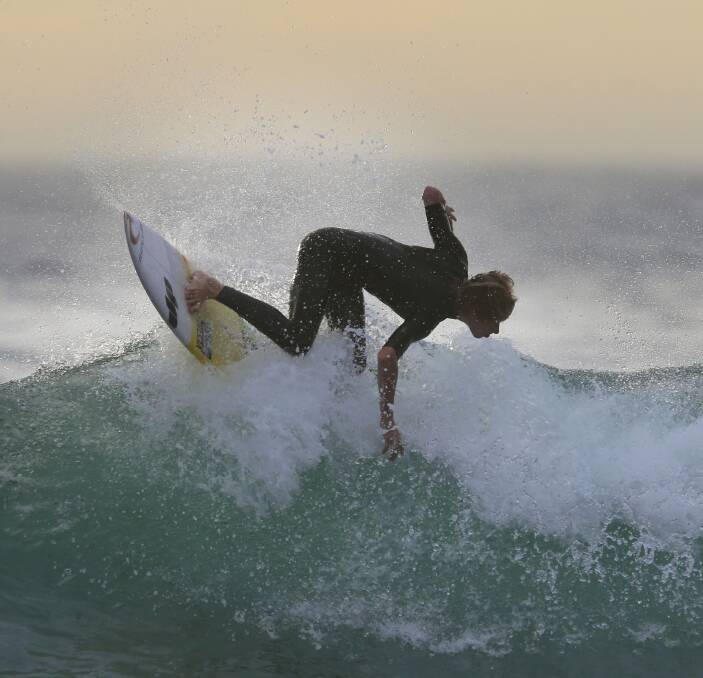 Rolling on: Cronulla's Jay Brown continued his good form from the Rip Curl GromSearch national final on day one of the Subway Surf Series at North Cronulla on Monday. Picture: John Veage