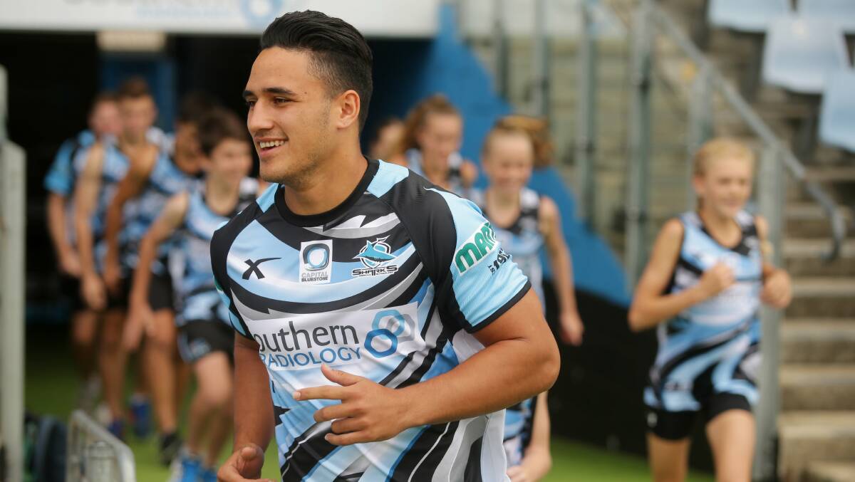 Speed and strength: Cronulla winger Valentine Holmes. Picture: John Veage