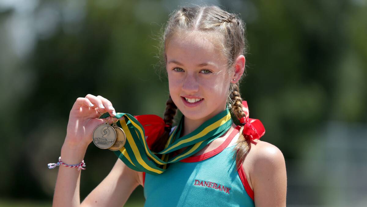 Records galore: Imogen Stewart at Sylvania Waters Athletics Track. Picture: Jane Dyson