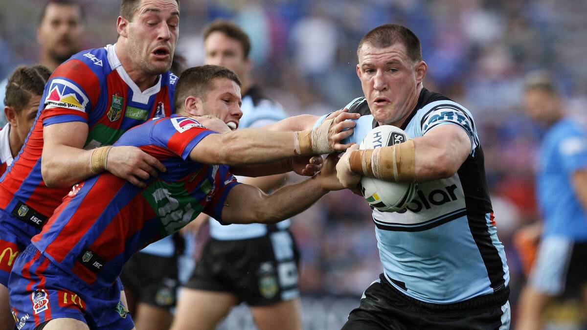 Warrior: Sharks captain Paul Gallen turned in another outstanding performance against Newcastle on Sunday. Picture: Darren Pateman/AAP Image