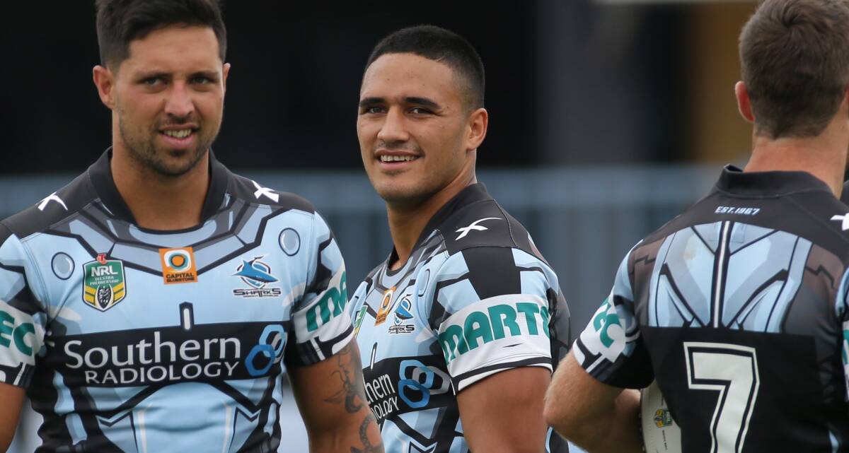 Bad news: Valentine Holmes, training with the Sharks last week, injured a hamstring last night. Picture: John Veage