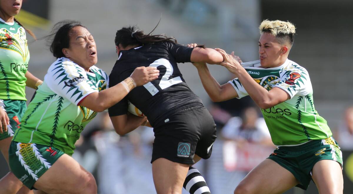 Unstoppable: New Zealand smashed the Cook Islands 76-0 in their second pool match at Southern Cross Group Stadium on Sunday. Picture: John Veage