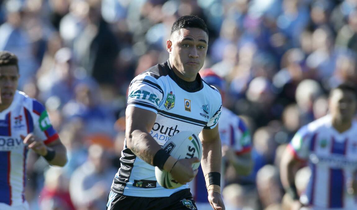 Flying: Sharks winger Valentine Holmes has scored 18 tries this season. Picture: John Veage