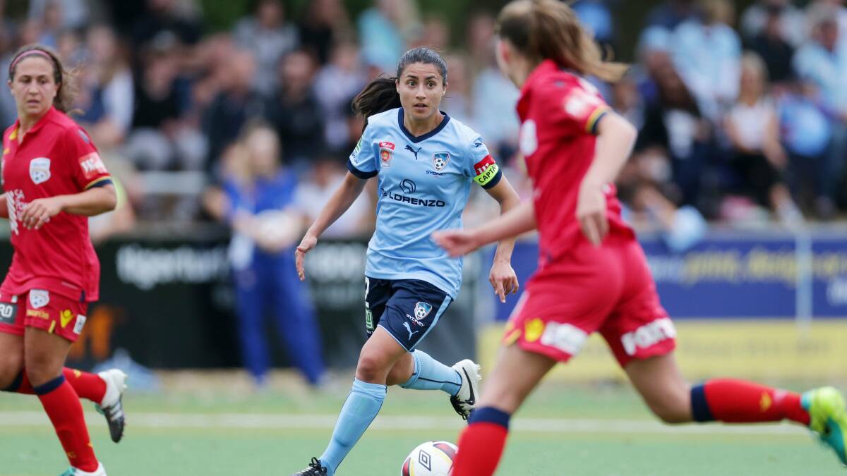 On the ball: Teresa Polias in W-League action for Sydney FC against Adelaide at Seymour Shaw Park in late 2016. Picture: Chris Lane