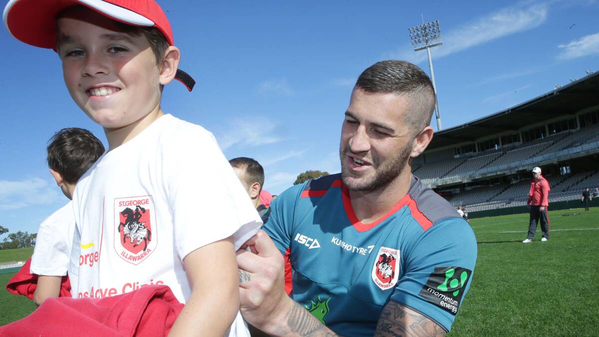 Red V: Dragons players met their fans at Kogarah last week. Picture: John Veage