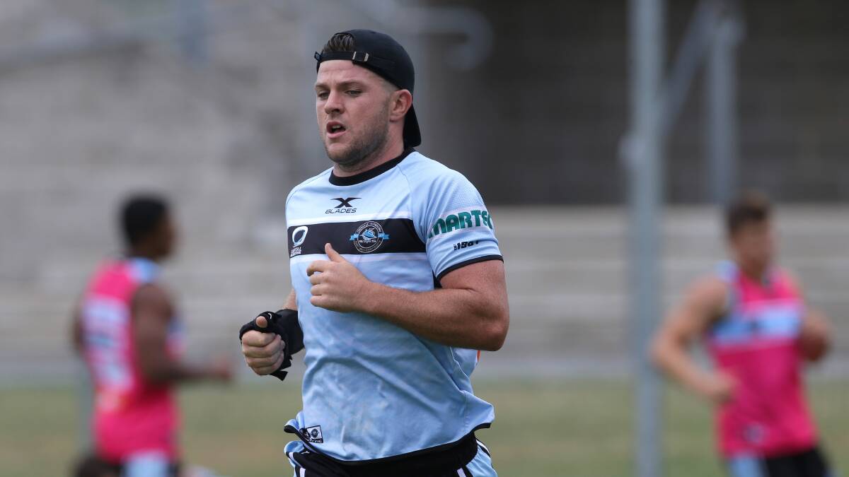 Local boy: Sharks premiership-winning halfback Chad Townsend during pre-season training at Southern Cross Group Stadium earlier this year. Picture: John Veage