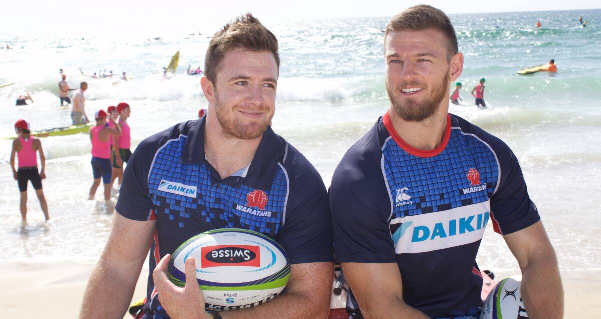 Rebels to Waratahs: Former Southern Districts captain Jed Holloway (left) and Rob Horne will be part of the Waratahs Beach Rugby Festival at North Cronulla. Picture: Supplied